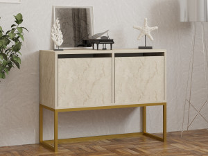 Buffet en bois "Zermat" - 90 x 34 x 70 cm - Travertin 2