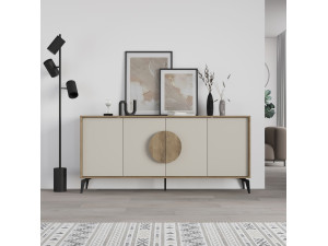 Buffet en bois "Gora Wide" - 180 x 36 x 82 cm - Crème 2