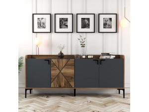 Buffet en bois "Venedik" - 180 x 35 x 78 cm - Gris anthracite 2