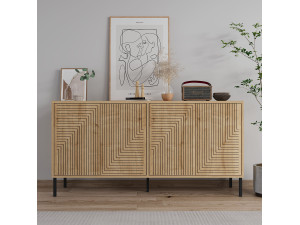 Buffet en bois "Evolet" - 150 x 36 x 75 cm - Beige 2
