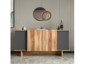 Buffet en bois "Diana" - 180 x 40 x 81 cm - Gris anthracite 2