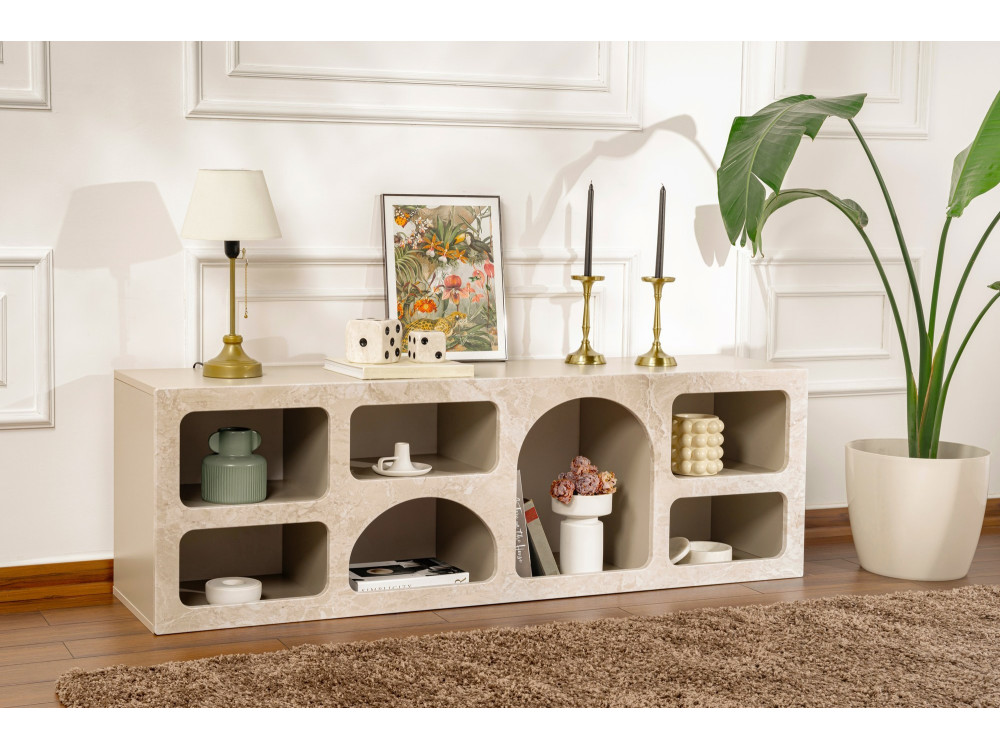 Buffet en bois "Ferlis" - 160 x 40 x 51 cm - Travertin