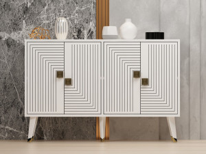 Buffet en bois "Ahart" - 120 x 30 x 80 cm - Blanc 2