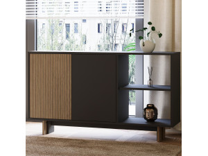 Buffet en bois "Ravello" - 140 x 35 x 80 cm - Gris anthracite 2