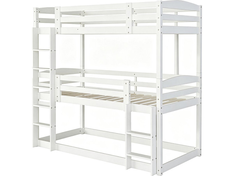 Lit superposé en bois avec escalier "Sephora" - 90 x 190 cm - Blanc