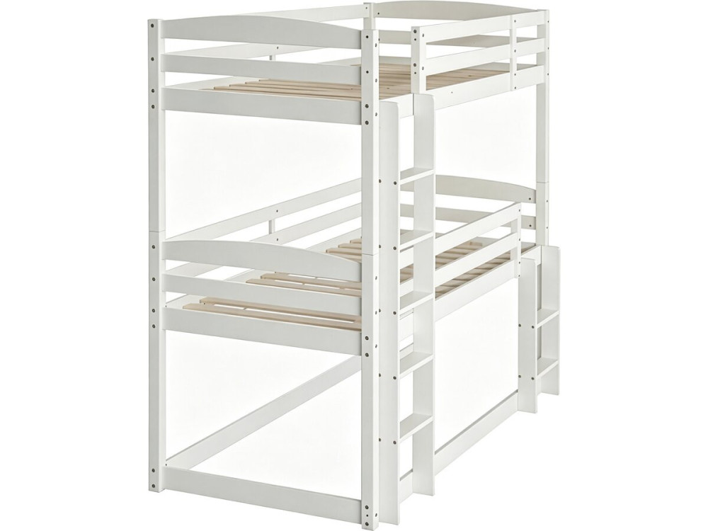 Lit superposé en bois avec escalier "Sephora" - 90 x 190 cm - Blanc