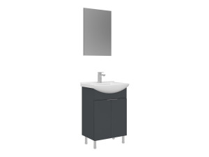 Ensemble Meuble Vasque avec Miroir (2 Pièces) "Purus 55" - 55 x 2 x 83 cm - Matte Anthracite