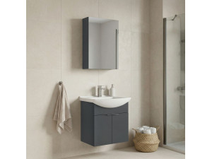 Ensemble Meuble Vasque avec Miroir (2 Pièces) "Purus 55" - 55 x 50 x 58 cm - Matte Anthracite 2