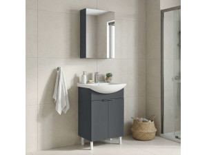 Ensemble Meuble Vasque avec Miroir (2 Pièces) "Purus 55" - 55 x 50 x 83 cm - Matte Anthracite 2