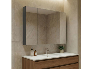 Meuble Salle de Bain avec Miroir "Nuvola 100 v2" - 97 x 16 x 66 cm - Anthracite 2