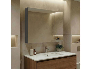 Meuble Salle de Bain avec Miroir "Nuvola 80 v2" - 75 x 16 x 66 cm - Anthracite 2