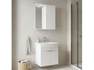 Ensemble Meuble Vasque avec Miroir (2 Pièces) "Purus 55" - 55 x 50 x 58 cm - White 2