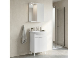 Ensemble Meuble Vasque avec Miroir (2 Pièces) "Purus 55" - 55 x 50 x 83 cm - White 2