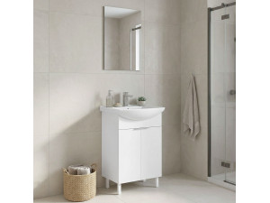 Ensemble Meuble Vasque avec Miroir (2 Pièces) "Purus 55" - 55 x 2 x 83 cm - White 2
