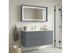 Ensemble Meuble Vasque avec Miroir (2 Pièces) "Nest 121 v2" - 121 x 51 x 55 cm - Matte Grey 2