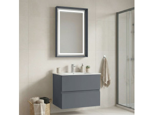 Ensemble Meuble Vasque avec Miroir (2 Pièces) "Nest 71 v2" - 71 x 51 x 55 cm - Matte Grey 2