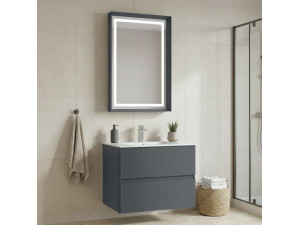 Ensemble Meuble Vasque avec Miroir (2 Pièces) "Nest 71 v2" - 71 x 51 x 55 cm - Matte Anthracite 2