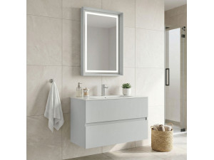 Ensemble Meuble Vasque avec Miroir (2 Pièces) "Nest 91 v2" - 91 x 51 x 55 cm - Matte Cashmere 2