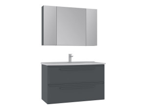 Ensemble Meuble Vasque avec Miroir (2 Pièces) "Nuvola 100 v2" - 100 x 50 x 62 cm - Anthracite