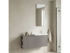 Ensemble Meuble Vasque avec Miroir (2 Pièces) "Ferla 110" - 110 x 22 x 45 cm - Matte Mink 2