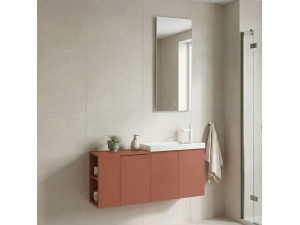 Ensemble Meuble Vasque avec Miroir (2 Pièces) "Ferla 110" - 110 x 22 x 45 cm - Matte Cinnamon 2