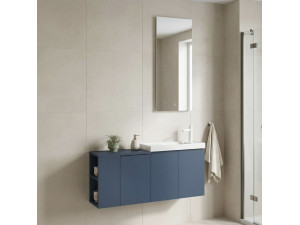 Ensemble Meuble Vasque avec Miroir (2 Pièces) "Ferla 110" - 40 x 22 x 45 cm - Matte Blue 2