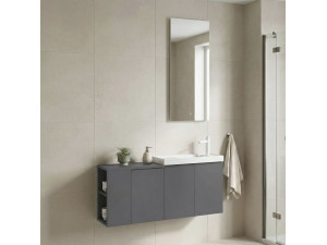 Ensemble Meuble Vasque avec Miroir (2 Pièces) "Ferla 110" - 40 x 22 x 45 cm - Matte Grey 2