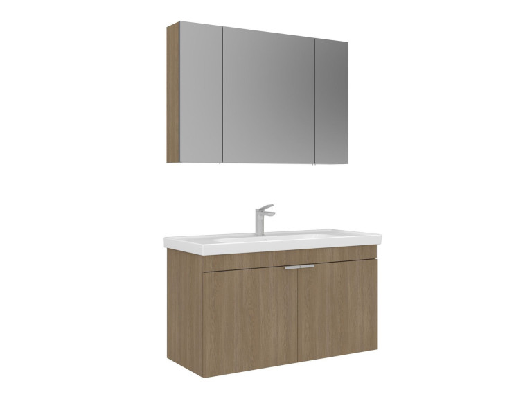 Ensemble Meuble Vasque avec Miroir (2 Pièces) "Desna 100" - 100 x 45 x 58 cm - Oak