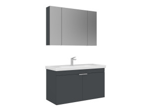 Ensemble Meuble Vasque avec Miroir (2 Pièces) "Desna 100" - 100 x 45 x 58 cm - Matte Anthracite