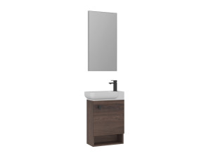 Ensemble Meuble Vasque avec Miroir (2 Pièces) "Begonya 55" - 53 x 33 x 75 cm - Walnut