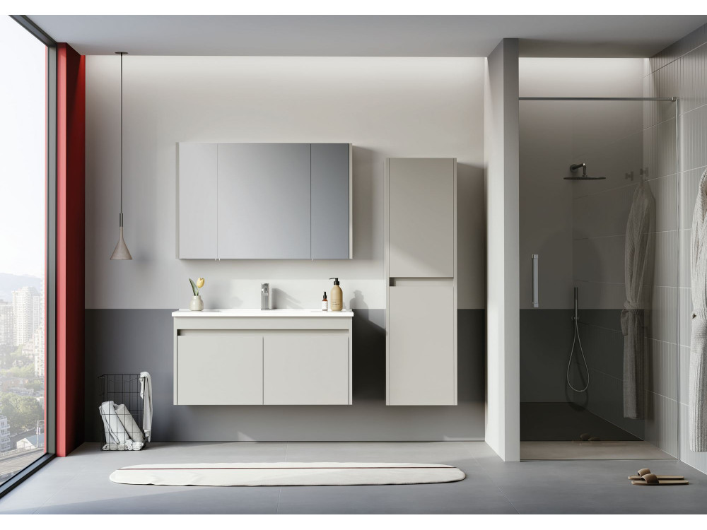 Ensemble Meuble Vasque avec Miroir (2 Pièces) "Arno 100" - 100 x 45 x 52 cm - Cashmere