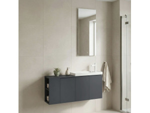 Ensemble Meuble Vasque avec Miroir (2 Pièces) "Ferla 110" - 40 x 22 x 45 cm - Matte Anthracite 2