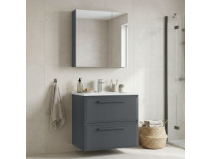 Ensemble Meuble Vasque avec Miroir (2 Pièces) "Nuvola 65 v2" - 65 x 50 x 62 cm - Anthracite 2