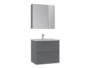 Ensemble Meuble Vasque avec Miroir (2 Pièces) "Nuvola 65 v2" - 65 x 50 x 62 cm - Grey