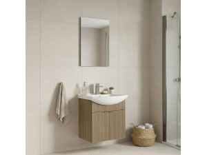 Ensemble Meuble Vasque avec Miroir (2 Pièces) "Purus 55" - 55 x 50 x 58 cm - Oak 2