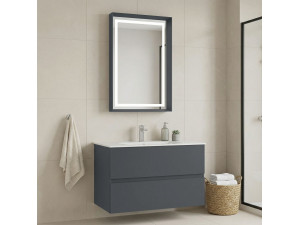 Ensemble Meuble Vasque avec Miroir (2 Pièces) "Nest 91 v2" - 91 x 51 x 55 cm - Matte Anthracite 2