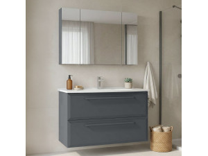 Ensemble Meuble Vasque avec Miroir (2 Pièces) "Nuvola 100 v2" - 100 x 50 x 62 cm - Anthracite 2