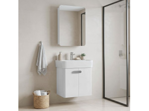 Ensemble Meuble Vasque avec Miroir (2 Pièces) "Orbit 55" - 55 x 38 x 62 cm - White 2