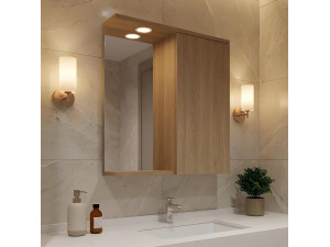 Meuble Salle de Bain avec Miroir "Purus 55" - 56 x 18 x 68 cm - Sonomo Oak 2