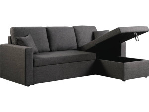 Canapé d'angle convertible/ réversible avec coffre "Alain" - 3 places - Gris