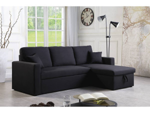 Canapé d'angle convertible/ réversible "Alain" - 221 x 145 x 85 cm - 3 places - Noir 2