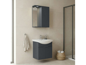 Ensemble Meuble Vasque avec Miroir (2 Pièces) "Purus 55" - 55 x 50 x 58 cm - Matte Anthracite 2