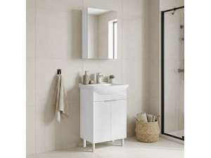 Ensemble Meuble Vasque avec Miroir (2 Pièces) "Purus 55" - 55 x 50 x 83 cm - White 2