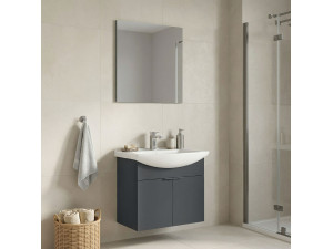 Ensemble Meuble Vasque avec Miroir (2 Pièces) "Purus 65" - 65 x 50 x 58 cm - Matte Anthracite 2