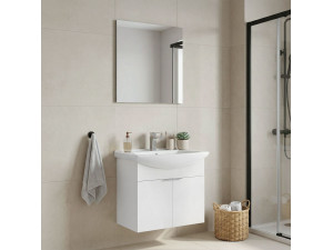 Ensemble Meuble Vasque avec Miroir (2 Pièces) "Purus 65" - 65 x 50 x 58 cm - White 2