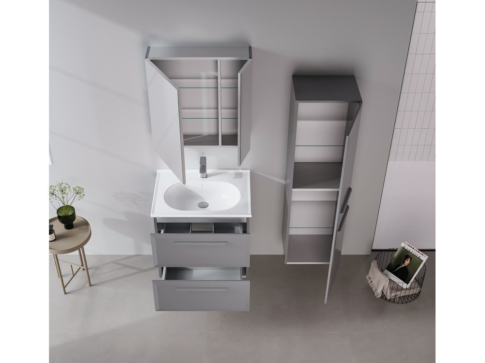 Armoire de Salle de Bain "Nuvola 40 v3" - 40 x 32 x 138 cm - Grey