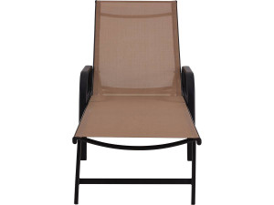 Lot de 2 Bains de soleil en métal avec accoudoirs "Farniente" - Taupe 2