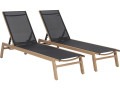 Bain de soleil en aluminium imitation bois  "Elysia" - Ecru - Noir