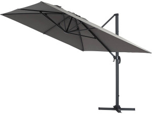 Parasol jardin déporté Alu "Sun 4" - Rectangle - 3 x 4 m + Housse de protection - Gris 2