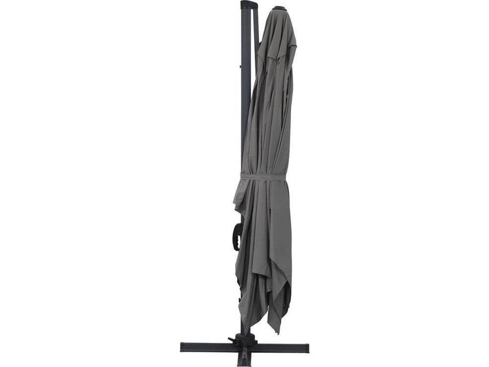Parasol jardin déporté Alu "Sun 4" - Rectangle - 3 x 4 m + Housse de protection - Gris